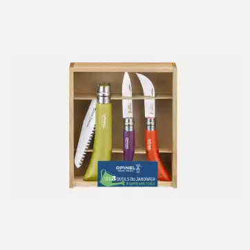 COFFRET OPINEL JARDIN SCIE, COUTEAU DE JARDIN ET SERPETTE