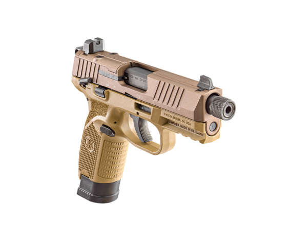 PISTOLET FN HERSTAL FN 502, CALIBRE 22 LR, CHARGEURS 10 ET 15, FILETAGE 1/2X28 TAN – Image 5