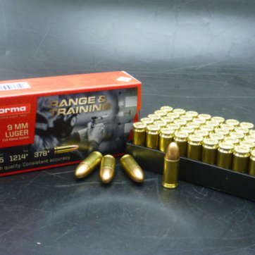 MUNITIONS NORMA 9MM LUGER 115GRS RANGE ET TRAINING FMJ BTE DE 50
