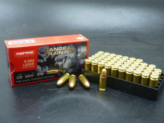 MUNITIONS NORMA 9MM LUGER 115GRS RANGE ET TRAINING FMJ BTE DE 50