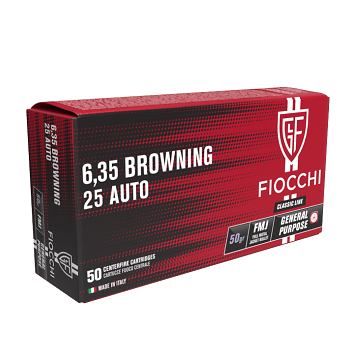 MUNITIONS FIOCCHI CALIBRE 6.35 OU 25 ACP 50 GRAINS X50