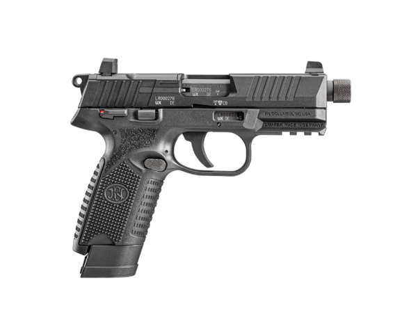 PISTOLET FN HERSTAL FN 502, CALIBRE 22 LR, CHARGEURS 10 ET 15, FILETAGE 1/2X28 N