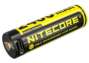 4 PILES RECHARGEABLES NITECORE USB-C + CABLE 2400 MAH 1.5V