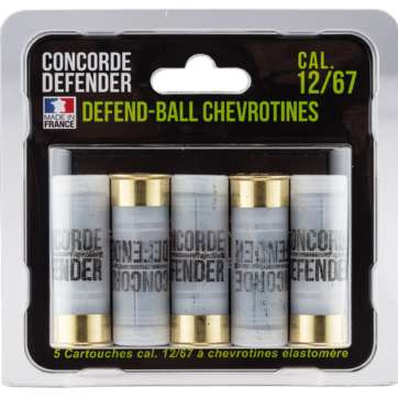 5 CARTOUCHES DEFEND-BALL CAL. 12/67 CHEVROTINES ELASTOMERE