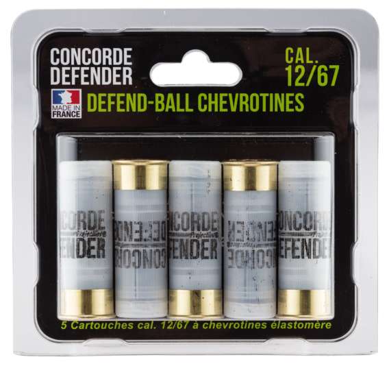 5 CARTOUCHES DEFEND-BALL CAL. 12/67 CHEVROTINES ELASTOMERE
