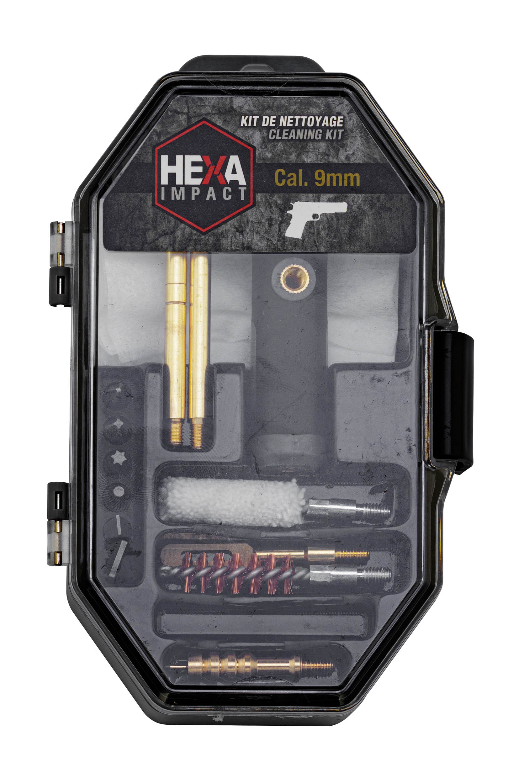 KIT DE NETTOYAGE HEXA IMPACT POUR PISTOLETS ET REVOLVER 9MM/38SP/357MAG