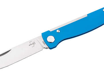 COUTEAU ATLAS BLUE LAME 67 MM MANCHE ACIER CLIP CEINTURE