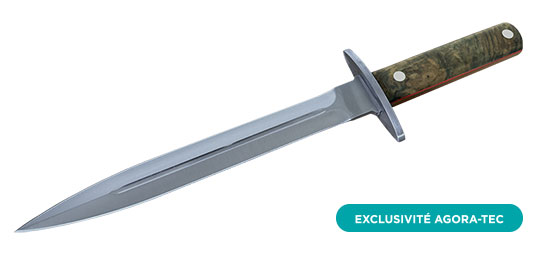 DAGUE DE CHASSE CUDEMAN LAME 240 MM MANCHE NOYER ETUI CUIR