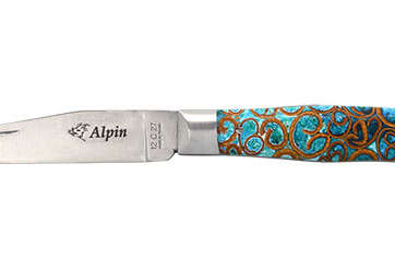 COUTEAU ALPIN CHEVALERIAS LAME 110 MM MANCHE CANNELLE TURQUOISE